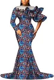 [Afrilisco] African Traditional Dresses for Women Party Dashiki Long Robe Dress Elegant African Lady Evening Gown Dresses
