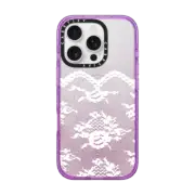 iPhone 16 Pro Impact Case MagSafe Compatible White Romantic Lace Transparent