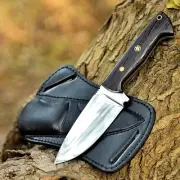Fixed Blade Hunting Tracker Knife With Handmade Cross Pouch Back Belt Ideal Gift