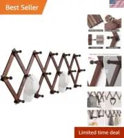 Expandable Rustic Wall Hat Rack with 16 Hooks - Stylish Wood Storage Solution