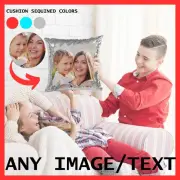 PERSONALISED Sequins CUSHION PILLOW Custom Customised Photo Text Cover Cushions