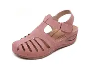 Womens Casual Sandals Leather Ladies Wedges Shoes Flat Sandals