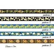 Japan Washi Tape Gold Folio Vintage flowers 15mm x 5m MT15100