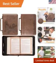 Elegant Medium Bible Cover with Zipper & Isaiah 40:31 - Brown Faux Leather