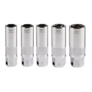 Milwaukee Deep Socket SAE Spark Plug Socket Set Chrome-Plated Steel (5-Piece)