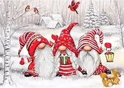 QENSPE 5D Diamond Painting Kit Christmas Gnomes Diamond Art for Adults, Full Drill Christmas Diamond Painting Kits for Beginners Kids, DIY Crystal Picture Art Home Wall Decor 30x40cm / 12x16 in