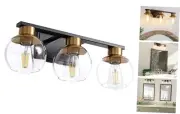 25 Inch Vanity Light Modern Bathroom Wall Lighting 3 Lights Black Gold