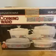 VINTAGE CORNING WARE SILK & ROSES CHEF MASTER 10 PC CASSEROLE SET BRAND NEW NIB
