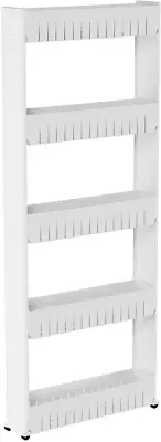 Slim Rolling Storage Cart - 5-Tier Utility Cart with Wheels for Bathroom, Kitche