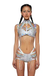 [Club Exx] Rude Awakening Harness Bra Top - Holographic