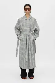 Delta Plaid Trench Coat in Khaki Plaid - CAMILLA AND MARCÆ C&M