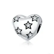 Silver plating Stars with Heart Charm for DIY Bracelet or Bangle Jewelry