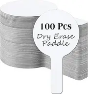 Seajan 100 Pcs Auction Paddles Dry Erase Paddles first day of school White Boards Doubled Sided Handheld Classroom Paddle Fan Blanks Boards Bulk(Round)