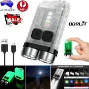 BORUiT Mini LED Keychain Flashlight Torch Magnetic Work Light Lamp Rechargeable