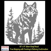 Wolf Stare 10" Silver Vinyl Decal Car Truck Camper Window Door Mirror Laptop