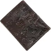 [SAFIGLE] Men's Dragon Wallet Money Men Wallet for Flip Wallet Mini Wallet with Fan Small Man Wallet Travel Wallet Holder Messenger Coin Bum Men Zip Wallet Purse Wax Skin Coffee