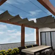 Retractable Canopy Cover Yard Gazebo Awning Pergola Shade w/ Steel Wire Brown