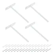 4Set Floating Shelf Brackets, 8" 4 Holes Iron Hidden Shelf Supports, White