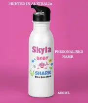 Baby Shark Drink Bottle Personalised Name Girl Child Birthday Christmas