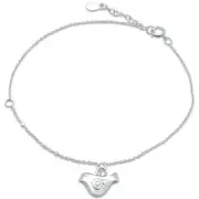 Plain Bird .925 Sterling Silver Anklet 9" Long