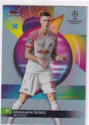 Topps 2024 Finest Champions League No. 42 Benjamin Sesko Refractor Silver