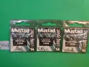 Mustad Long Point Crystal Chub Hooks, Size 14 #LP420, 3Pks, 30 Total Hooks (New)