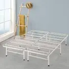 Smartbase Double Bed Base Frame White Foldable Premium Metal Heavy Duty Steel -