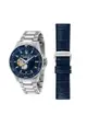 【2年保修】 瑪莎拉蒂 Sfida系列 44mm 藍色錶盤 雙錶帶 男士自動機械腕錶-R8823140007