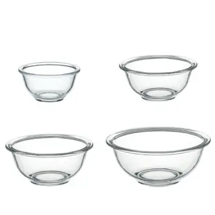 iwaki 日本品牌耐熱玻璃料理調理碗四入組(250ml+500ml+900ml+1.5L)