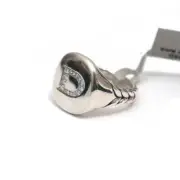 New DAVID YURMAN Pave Initial Letter D Pinky Ring in Diamond & Silver Size 3.5