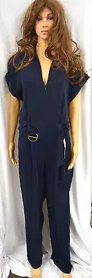 Zara Jumpsuit Women’s M Navy V-neck Short Sleeve jumpsuit