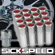 SICKSPEED 16 PC POLISHED/RED CAPS ALUMINUM 60MM LOCKING LUG NUTS 12X1.25 L11