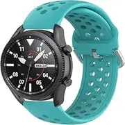 Pakintu 22mm Soft Silicone Watch Bands Compatible with Samsung Galaxy Watch 46mm/Gear S3 Classic/Frontier/Gear Live/Watch 3 45mm,Fossil Q Explorist Gen 3/Founder 2.0/Grant/Wander/Crewmaster Hybrid,Breathable Replacement Strap for Women Men(Teal)