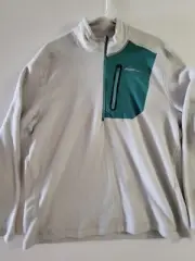 Men's Eddie Bauer Pullover Cloud Fleece Quarter Zip XL Grey/Green NWT Cement