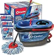 O-Cedar EasyWring RinseClean Microfiber Spin Mop & Bucket Floor Cleaning System with 3 Extra Refills, Plastic, Grey