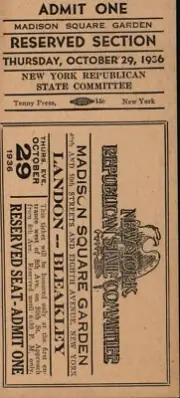 1936 Governor Alf Landon for President N.Y Republican State Committee Ticket