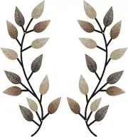 2 Pieces Metal Tree Leaf Wall Decor Vine Olive Branch Leaf Wall Art Living Room,