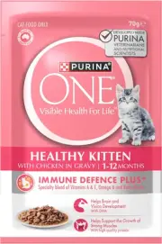 PURINA ONE Kitten Wet Cat Food Succulent Chicken in Gravy Pouch 12X70G