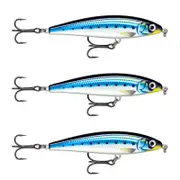 3x Rapala 10cm X Rap Magnum Prey Lipless Hard Body Fish Lures - HD Blue Sardine