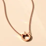 Butterfly in Love Necklace in Rose Gold Plated Titanium with Genuine 0.005ct Diamond