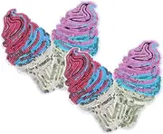 HORIALENCE 4pcs Ice Cream Cone Sequin Iron Patches DIY Embroidered Decor for Clothes Backpacks Hats T Shirts Jeans Skirts Vests Fun Repair