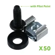M5 Cage Nuts & Screws for Server Shelves Cabinets - 50 Pk Rack Mount