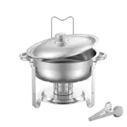 5 Qt 2 Pack Round Chafing Dish Buffet Set Full-Size Pan Stainless Steel