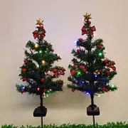 2 Pack Solar Christmas Trees Lights, Outdoor Solar Christmas Decorations, Small Christmas Tree for Outdoor Holiday Pathway Garden Patio Decoration