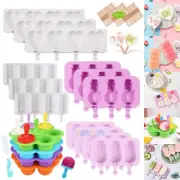 Silicone Popsicle Mold Maker Lolly Tray Pan DIY Frozen Ice Cream Mould w/ Sticks