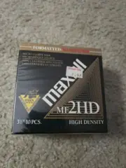 Maxell Diskettes MF2HD formatted Macintosh, 3.5" Box of 10, New Sealed Vintage