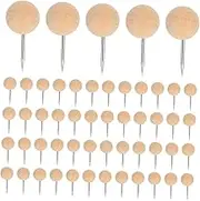 HOUDERCO 100Pcs Round Wooden Thumb Tacks Decorative Pushpins for Maps Photos and DIY Projects Home Office Crafting