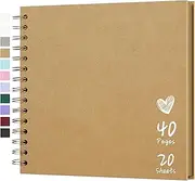 [Hiwhy] Scrapbook 8x8 Inch DIY Scrapbook Album Hardcover Kraft Paper Scrap Book Photo Albums 20 Sheets Memory Book for Family, Wedding