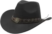 [ZJSCNBE] Men's Cotton Blend Western Cowboy Hat with Wide Brim and Curved Brim 57-58cm All-Season Cowboy Hat