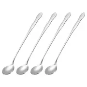 Long Handle Spoon, 4Pcs 7.68-Inch Stainless Steel Stirring Spoons (Silver)